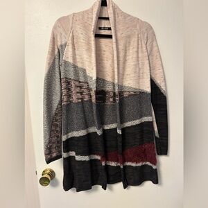 NIC+ZOE Colorblock Open Front Cardigan shirt Small EUC